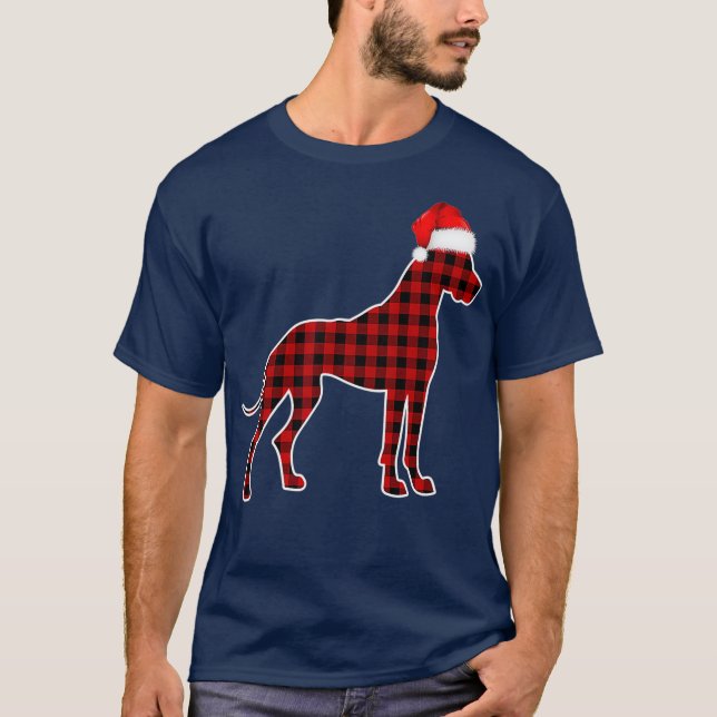 Camiseta Gran dane Navidades Pajamas Familia Red Placa (Anverso)