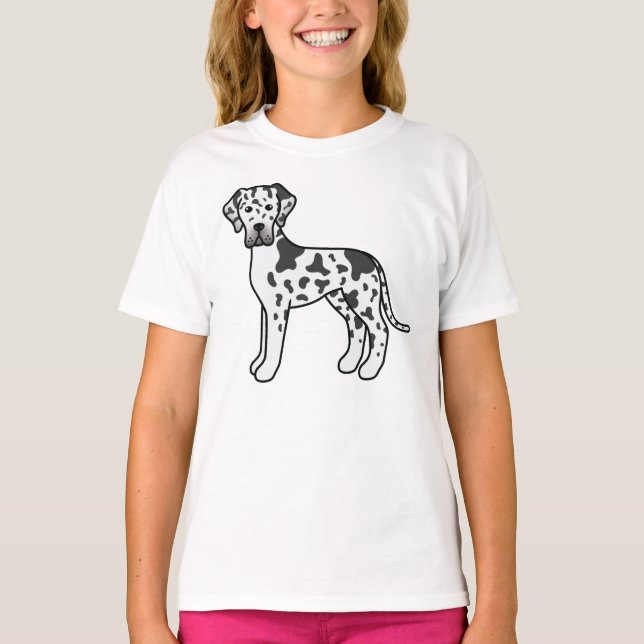 Camiseta Gran Danés Arlequín Perro De Dibujos Animados Lind (Anverso)