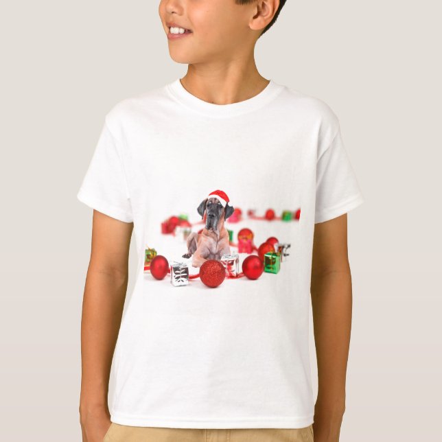 Camiseta Gran Danés con Adornos de Navidad Regalos (Anverso)