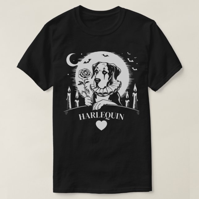 Camiseta Gran Danés CORAZÓN DE ARLEQUÍN (Diseño del anverso)