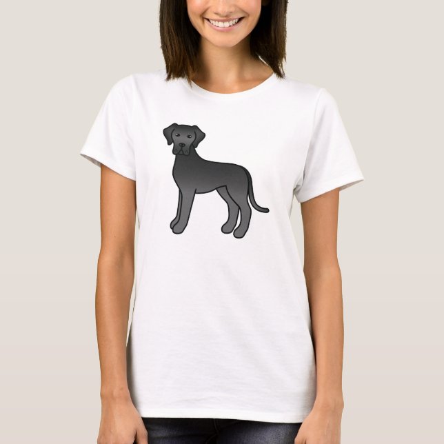 Camiseta Gran Danés de dibujos animados negro (Anverso)