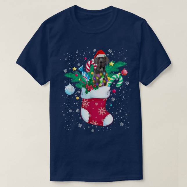 Camiseta Gran Danés En Navidades Graciosos Encenden A Pajam (Diseño del anverso)