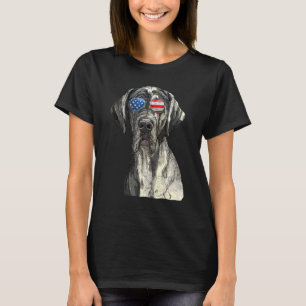 Camiseta Gran Danés Gafas De Sol Bandera Estadounidense 4 D