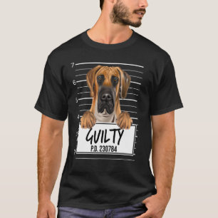 Camiseta Gran Danés Marrón Mugshot Perro Culpable