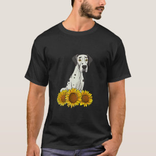 Camiseta Gran Danés Perro Girasol Gráfico para Mujeres Lind