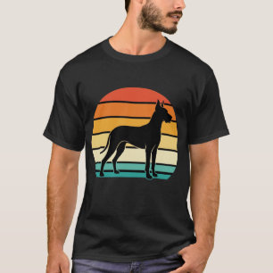Camiseta Gran Danés Silueta de Perro Atardecer Retro