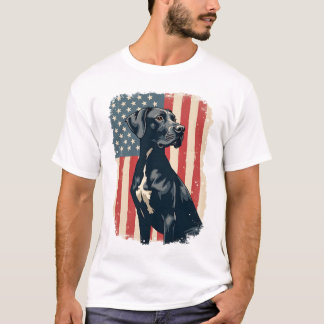 Camiseta Gran Danés Vintage Bandera Americana Perro Patriót