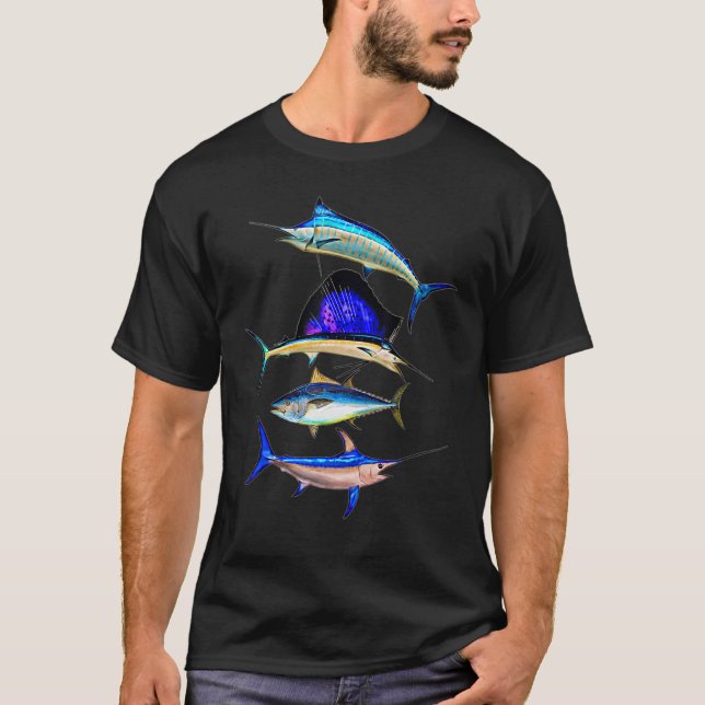 Camiseta Gran Deporte Mar Profundo Pescado Marlin Sworfish  (Anverso)