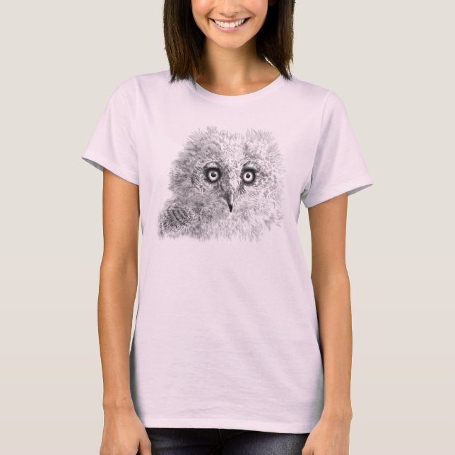 Camiseta Gran dibujo de búho de cuerno (Anverso)