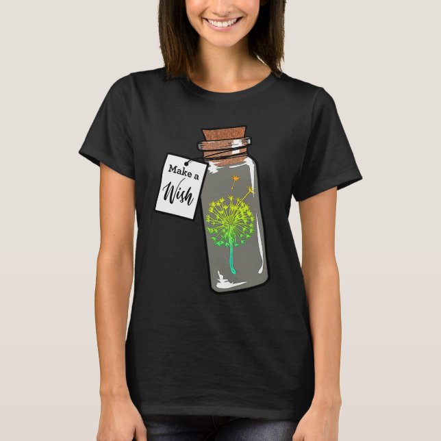 Camiseta Gran diente de león en una botella, para desear, d (Anverso)
