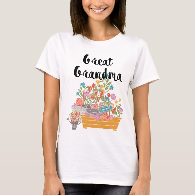Camiseta Gran diseño de jardines de flores de la abuela (Anverso)