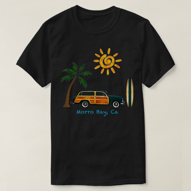 Camiseta Gran Diseño De Surf De Madera De Playa Para Morro  (Diseño del anverso)