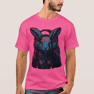 Camiseta Gran diseño divertido de conejo rapero colores vib
