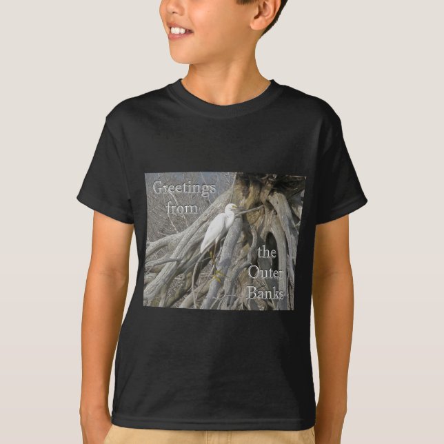 Camiseta Gran Egret (Ardea alba) Banco Exterior de la zona  (Anverso)