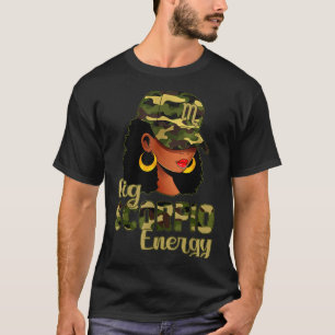 Camiseta Gran Energía de Escorpio Mujer Negra Gorra Camufla
