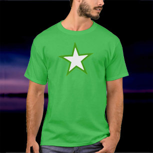 Camiseta Gran estrella blanca de 5 puntas con contorno verd