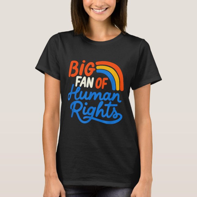 Camiseta Gran fan de los derechos humanos - arcoíris retro  (Anverso)