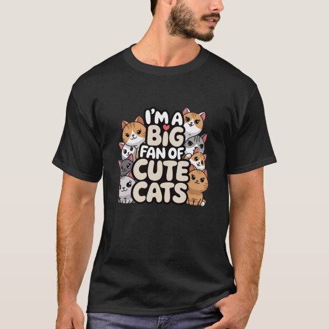 Camiseta Gran fan de los gatos lindos (Anverso)
