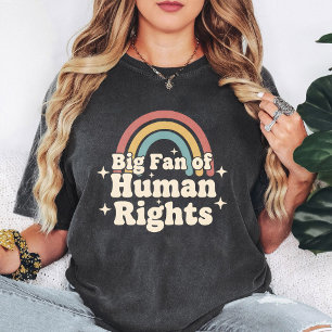 Camiseta Gran Fan del Diseño Retro Arcoíris de Derechos Hum