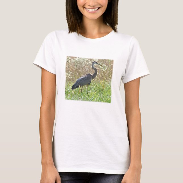 Camiseta Gran garza azul - Ardea herodias (Anverso)