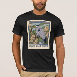 Camiseta Gran garza azul Art Nouveau