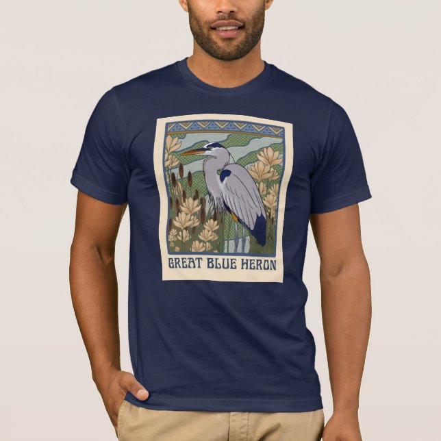 Camiseta Gran garza azul Art Nouveau (Anverso)