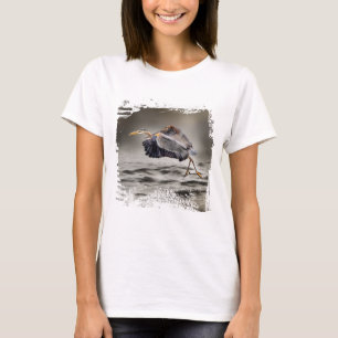 Camiseta Gran Garza Azul Bailando sobre la Fauna y Flora Ac