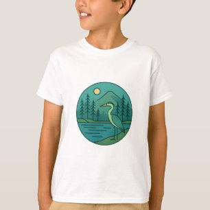 Camiseta Gran garza junto al lago - Colorido Natu Minimalis
