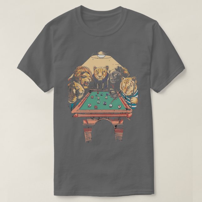 Camiseta Gran gato billar divertidos animales jugando al bi (Diseño del anverso)