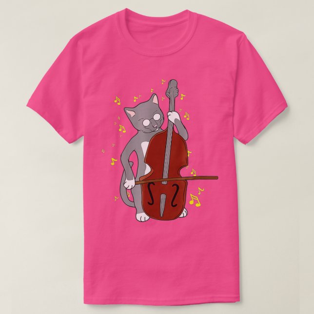 Camiseta Gran gato de jazz tocando música de doble trasero  (Diseño del anverso)