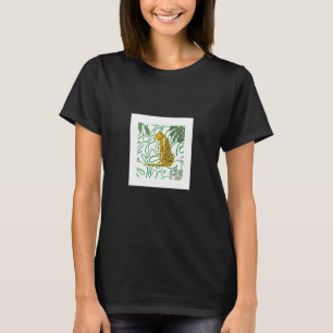 Camiseta Gran Gato Estampado de Leopardo Hojas Abstractas D
