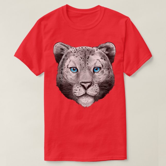 Camiseta Gran gato Leopardo de la cabeza de Leo Face Blue E (Diseño del anverso)