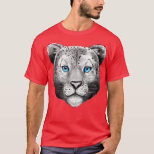 Camiseta Gran gato Leopardo de la cabeza de Leo Face Blue E