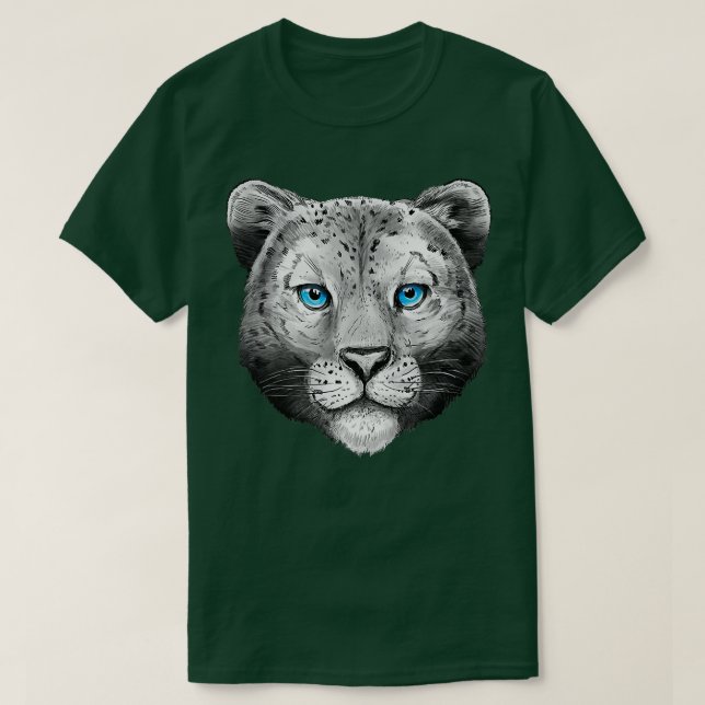 Camiseta Gran gato Leopardo de la cabeza de Leo Face Blue E (Diseño del anverso)