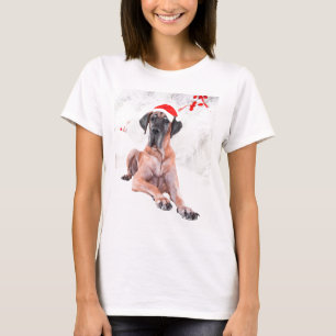 Camiseta Gran Gorra de perro danés Feliz Navidad