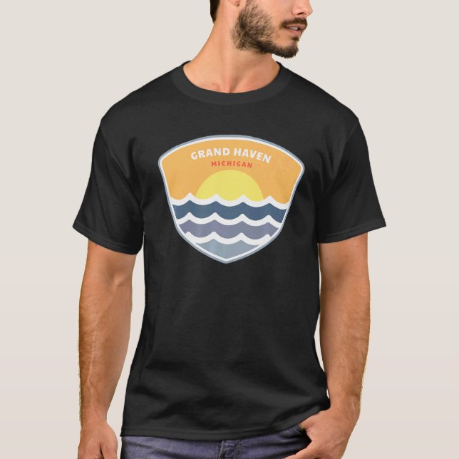 Camiseta Gran Haven Michigan MI Sunset Vacation Souvenir (Anverso)