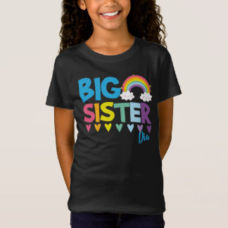 Camiseta Gran hermana adorable arcoíris coloridos y corazon