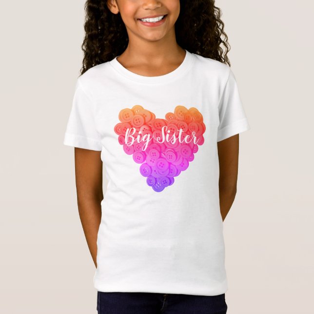 Camiseta Gran Hermana Cute Hermoso Texto Corazón Púrpura Ro (Anverso)