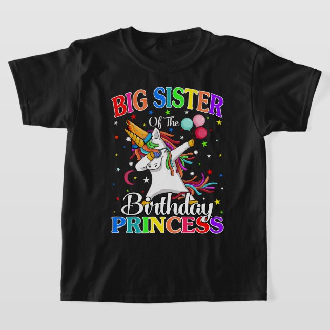 Camiseta Gran Hermana De La Princesa De Cumpleaños Unicorn (Distribución)