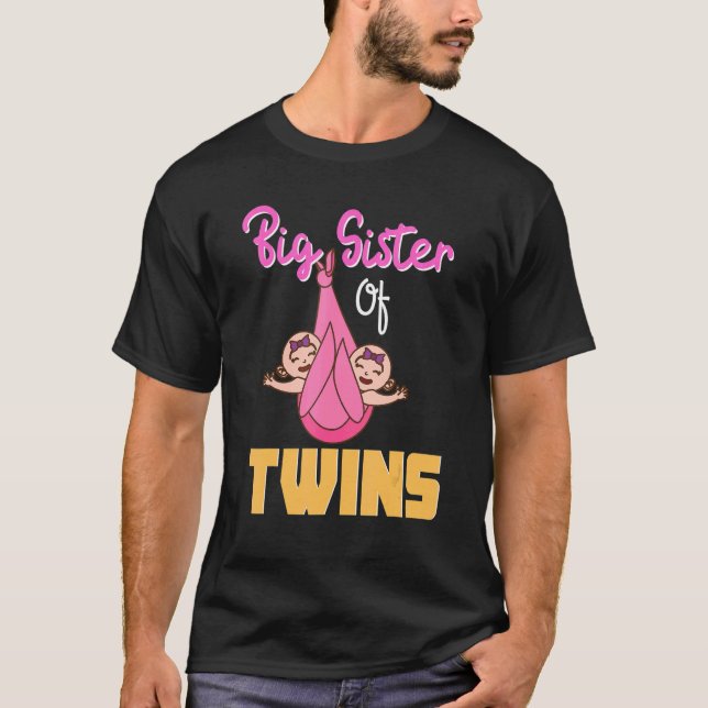 Camiseta Gran Hermana De Los Gemelos Nueva Hermana Invitaci (Anverso)
