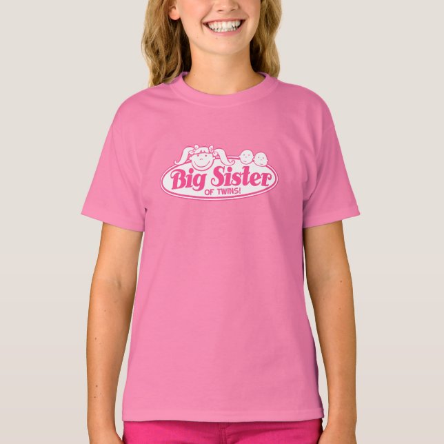 Camiseta Gran Hermana de los Gemelos - Rosa (Anverso)