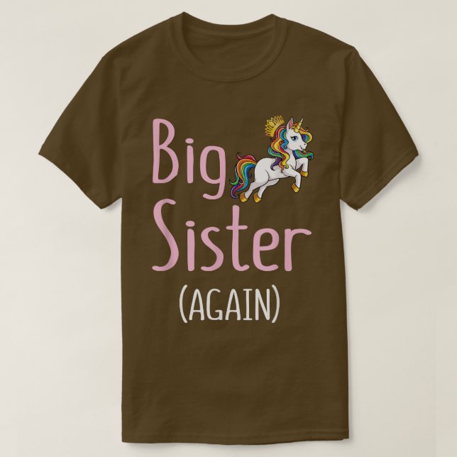 Camiseta Gran Hermana De Nuevo Chicas Unicornio Niños Gran  (Diseño del anverso)