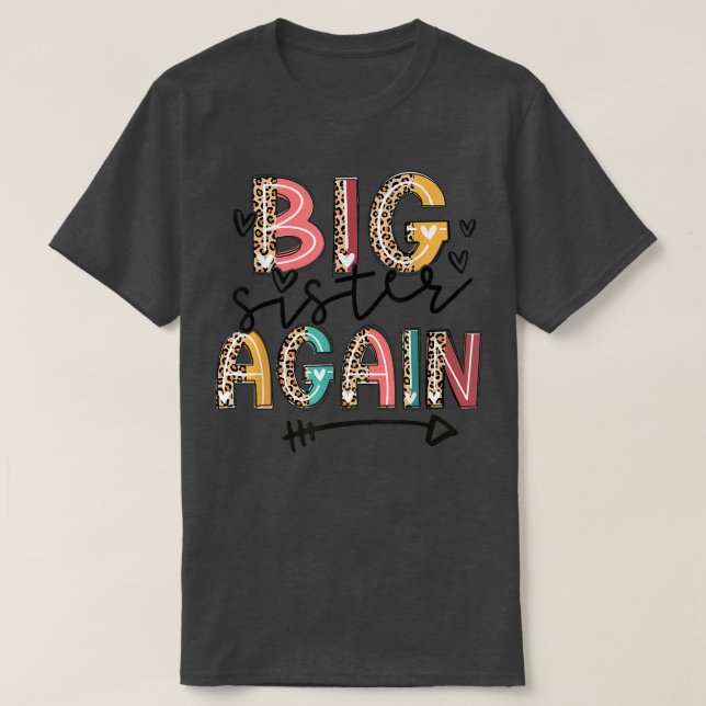 Camiseta Gran Hermana De Nuevo Leopardo Hermana Día De La C (Diseño del anverso)