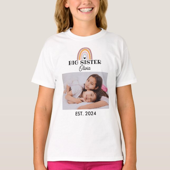 Camiseta Gran hermana del arco iris personalizado con foto (Anverso)