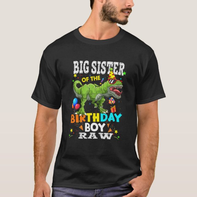 Camiseta Gran Hermana Dinosaur Funny Cuidad Birthday Boy Fa (Anverso)