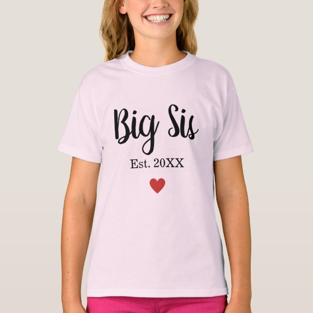 Camiseta Gran Hermana Personalizado del Corazón del Año Peq (Anverso)