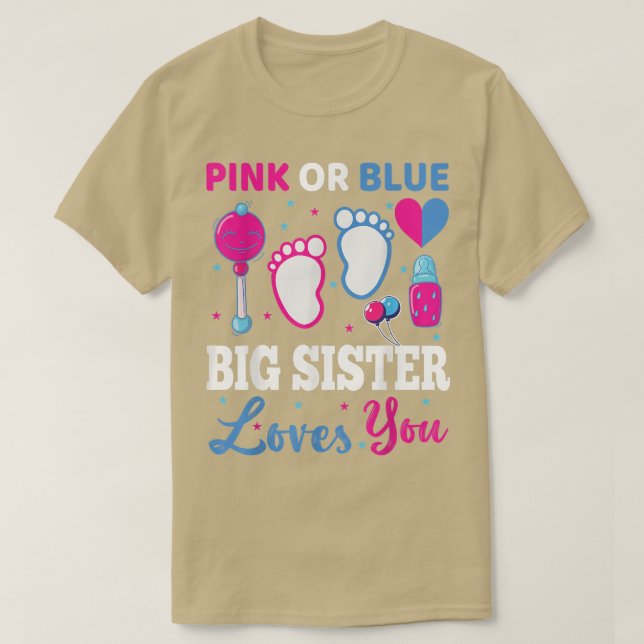 Camiseta Gran Hermana Rosa o Azul ama a su bebé Resve de Gé (Diseño del anverso)