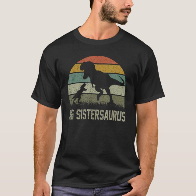 Camiseta Gran Hermana Saurus T Rex Dinosaur Big Sistersauru (Anverso)