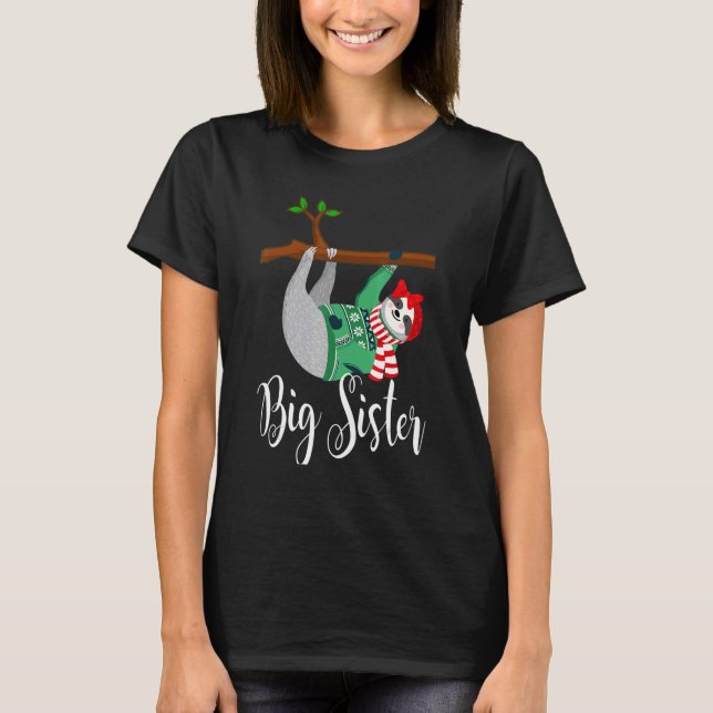 Camiseta Gran Hermana Sloth Santa Hat Navidades Pajama Fami (Anverso)