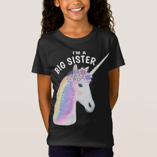 Camiseta Gran Hermana Unicorn Rosa Negro (Anverso)